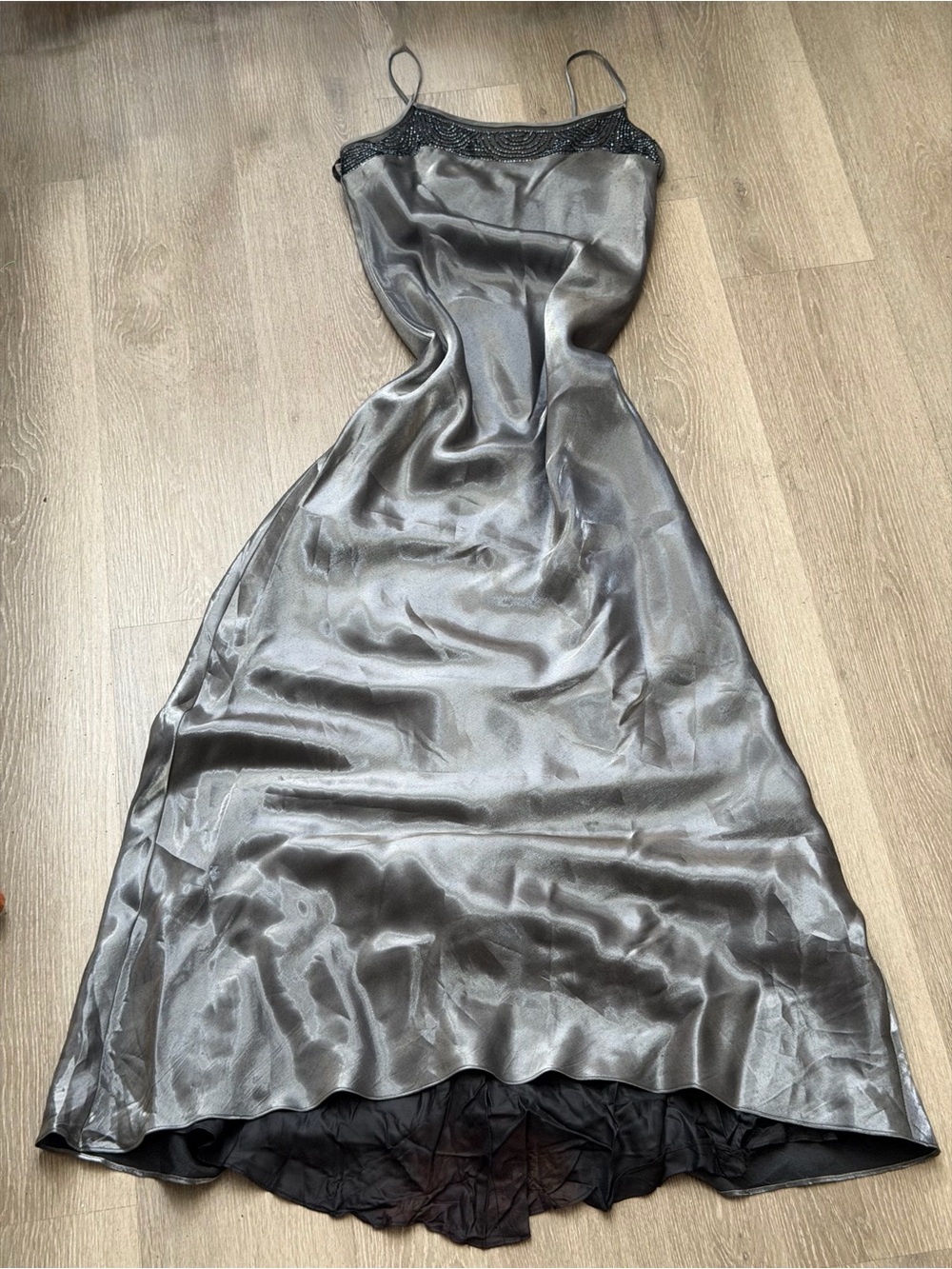 Vintage Night Way Collection Metallic Grey Prom Formal Evening Dress Size 10